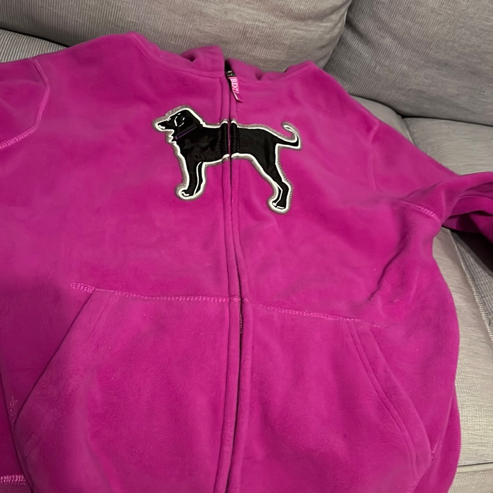 The Black Dog magenta fleece full zip hoodie